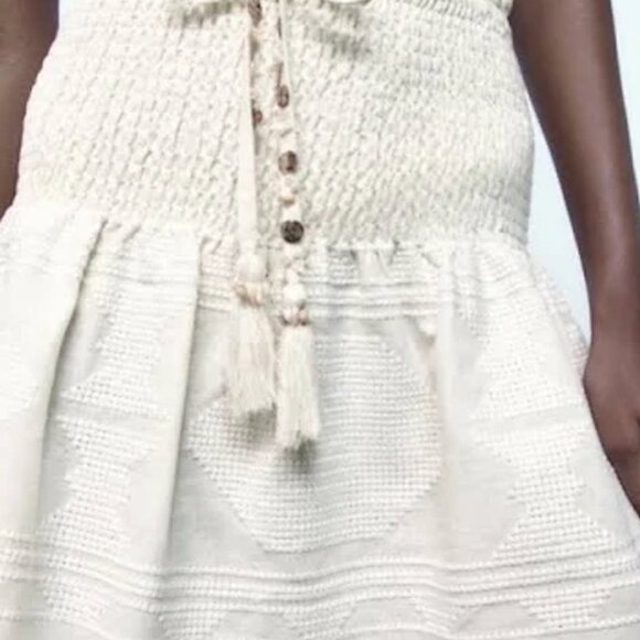 🤍 Zara Linen Blend Smocked Skirt - Picture 2 of 4